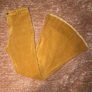 Burnt Golden/Orange High Waisted Flare Jeans